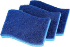 Superio Non-Scratch Cellulose Sponge Kitchen Scrub Sponges with Scouring Pad Set, Good for Non-Stick Cookware Frying Pan, Pot, Counter Top, Sink Scrubbing, Kitchen Scrubbers, Pack of 3, Blue