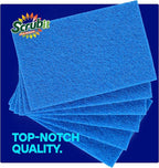 SCRUBIT Scouring Pad 100 Pack - Heavy Duty Scrub Pads for Cleaning Dishes - Non-Scratch Reusable Scrubbing - Blue (100)