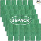 Matthew 18'' 36 Pcs Microfiber Mop Replacement Pads for Wet Dry Multi-Surface Floors Reusable Home Commercial Cleaning Refills,Machine Washable Compatible with Bona Mop&Any Microfiber Flat Mop Green