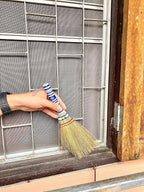 Small Corn Wisk Brush Broom 11 Inch Blue, Red Flagged Indoor Heavy Duty Multi Surface Hard & Soft Floor 100% Handmade(Blue), AW038-AW0038, length 11 Inch, wide 4.5 inch,